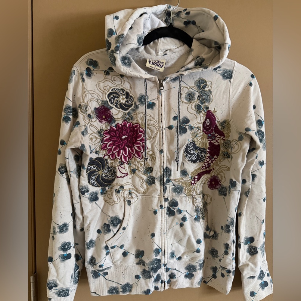 RARE Lucky Brand Y2K Koi Hoodie